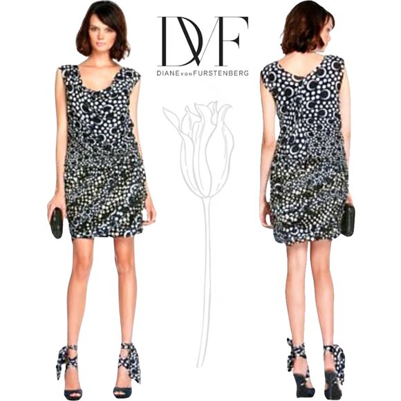 Diane Von Furstenberg DVF 100% Silk Persia Dress Draped Printed Mini Dress - Picture 1 of 9
